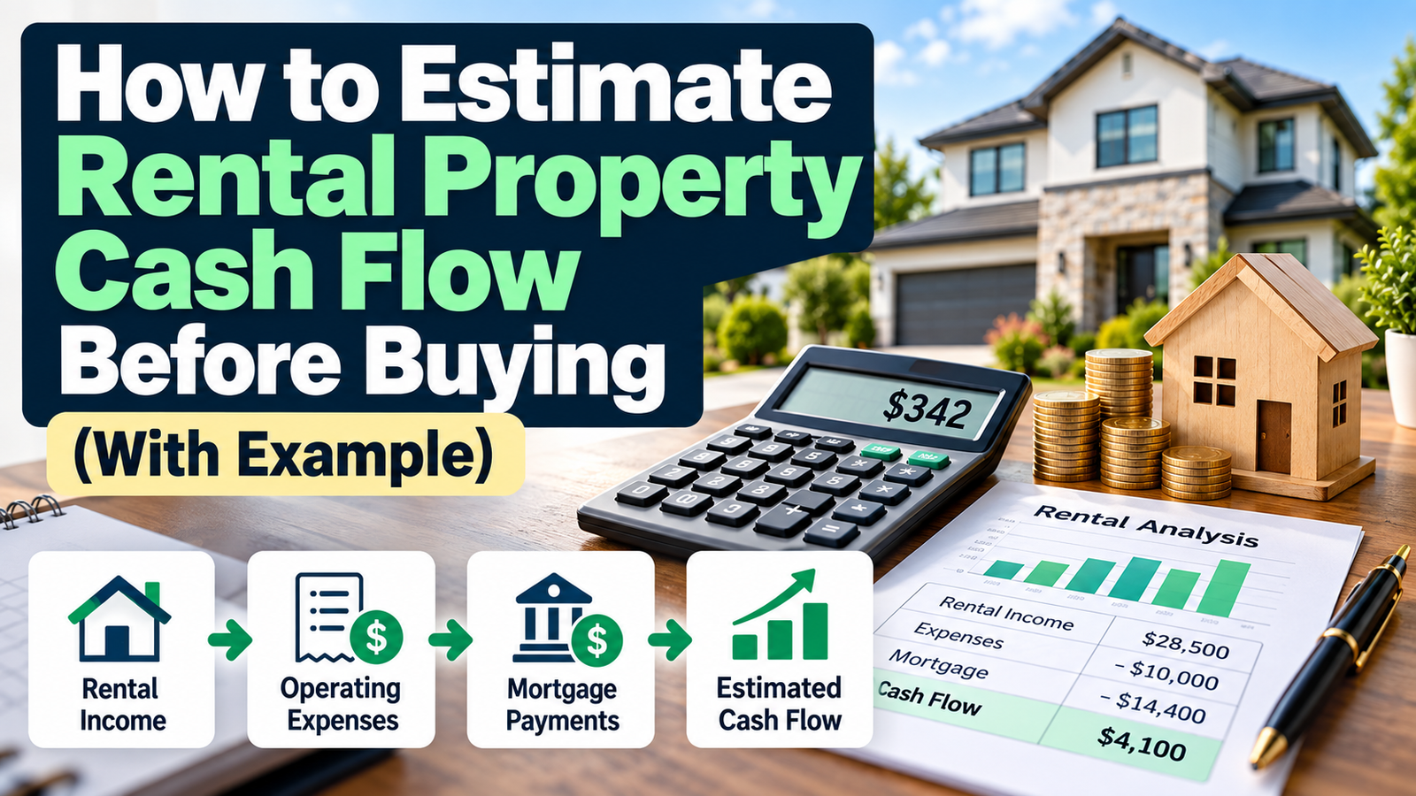 How to estimate rental property cash flow before buying with example.